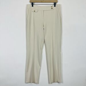 Seductive Inez Beige Overlap Waistband Pockets Dress‎ Pants Womens 40 EU 10 US